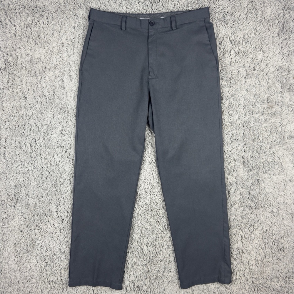 Haggar Mens Pants Gray Cool 18 Pro Classic Fit Pleated Expandable Waist 34x32